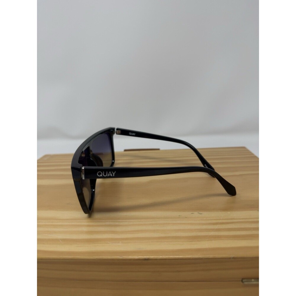 QUAY Australia Nightfall 1212 Sunglasses Flat Top Shield Black Smoke Polarized - Picture 2 of 9